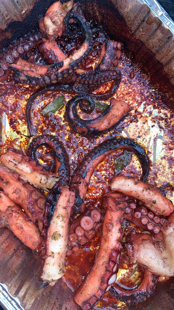 Octopus cooked in the Weber